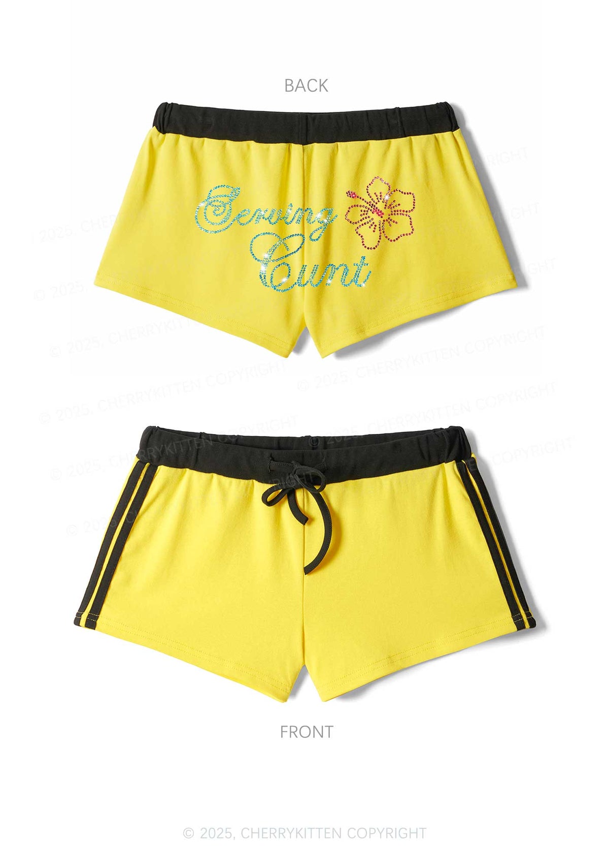 Rhinestone Serving Cxxt Y2K Drawstring Mini Shorts Cherrykitten