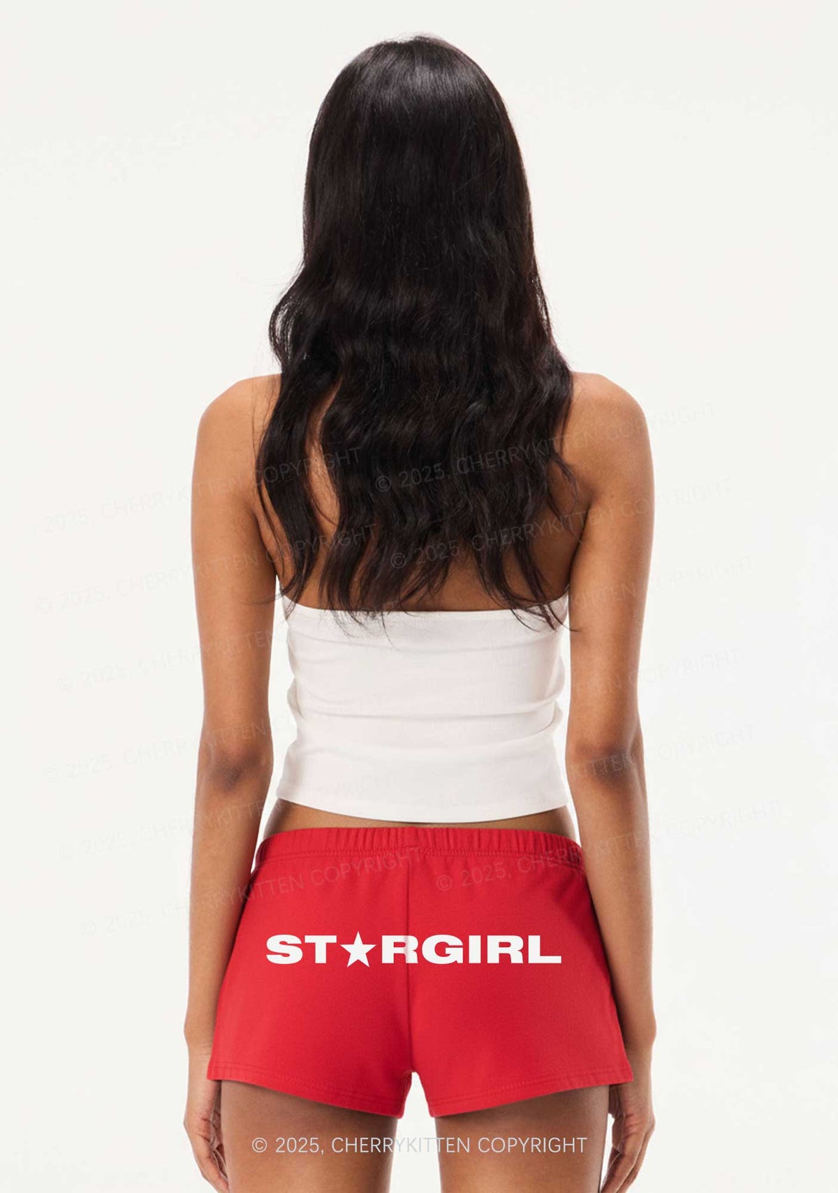 Red Stargirl Y2K Drawstring Mini Shorts Cherrykitten