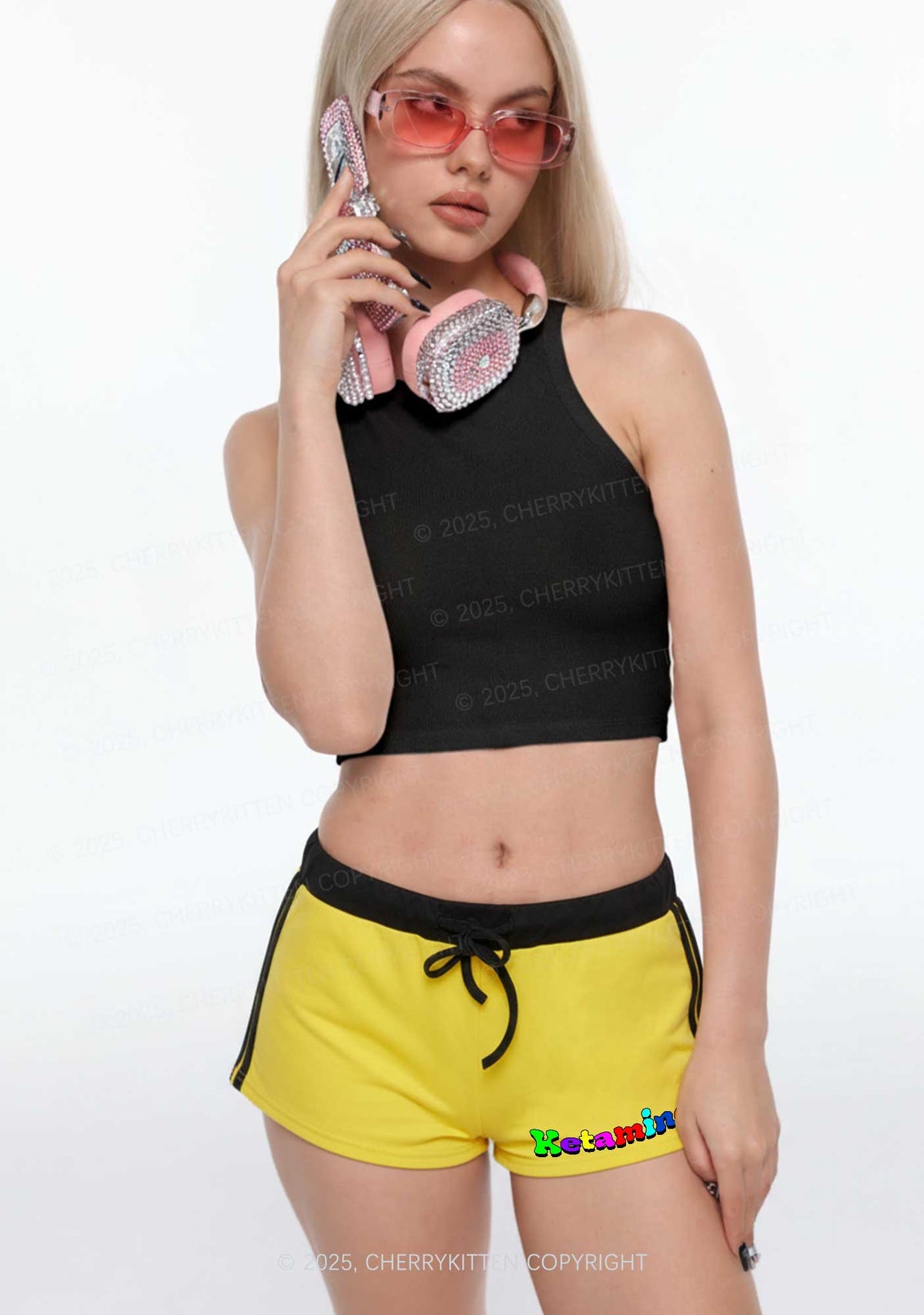 Candy K Y2K Drawstring Mini Shorts Cherrykitten