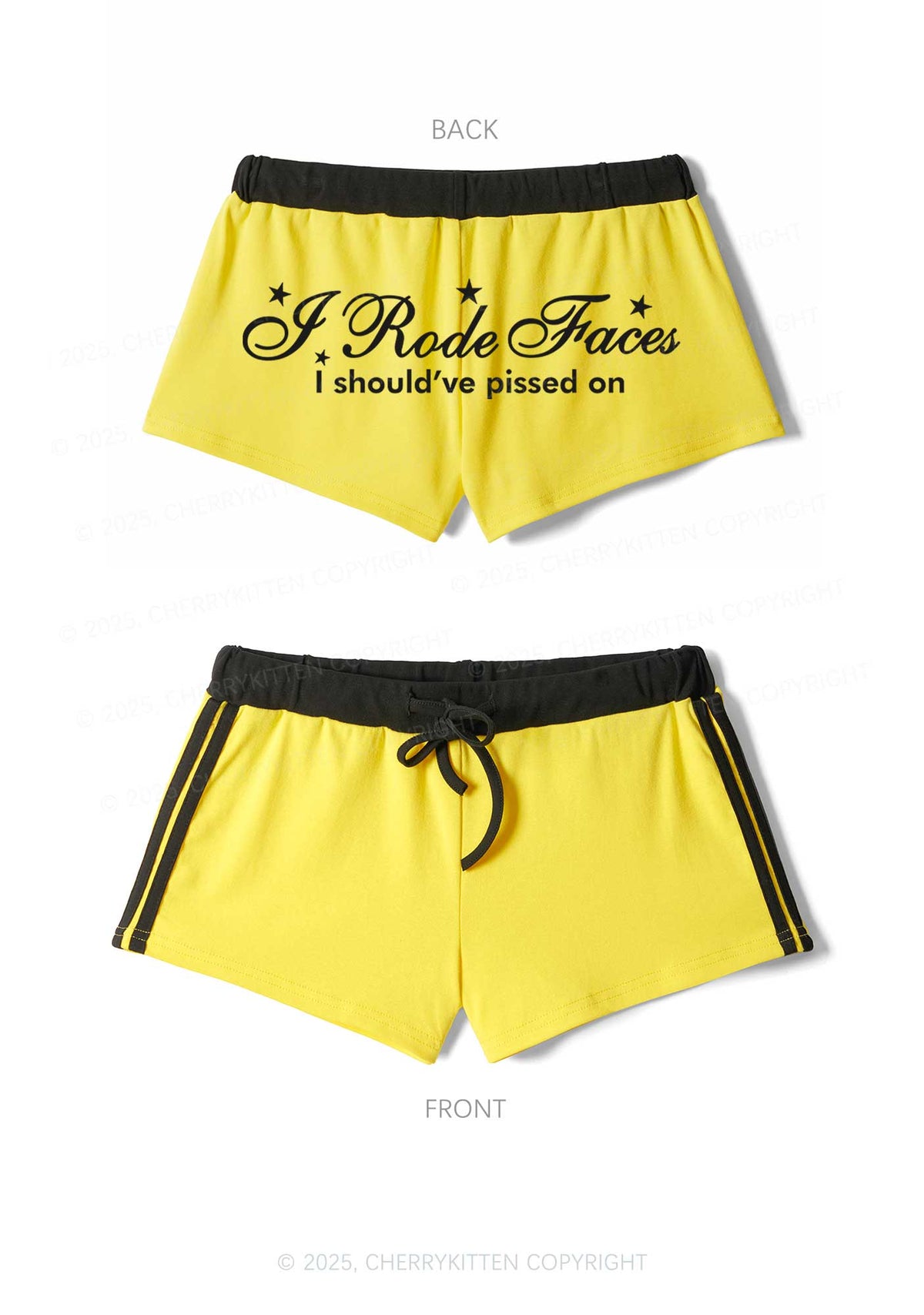 I Rode Faces Y2K Drawstring Mini Shorts Cherrykitten