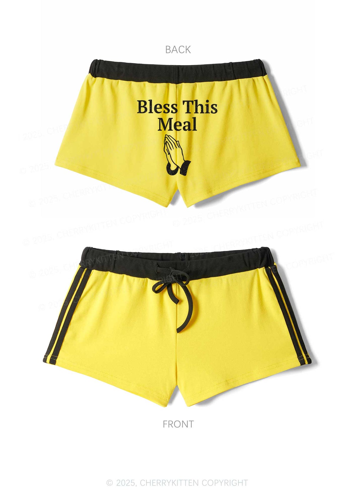 Bless This Meal Y2K Drawstring Mini Shorts Cherrykitten
