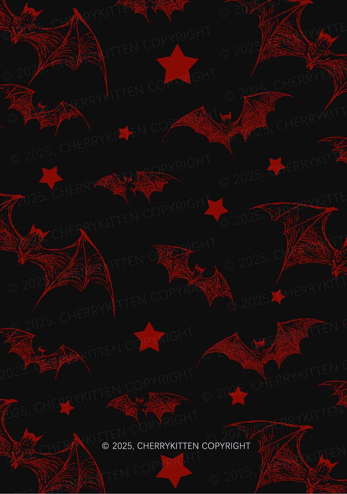 Bat And Star Y2K Print Midi Skirt Cherrykitten