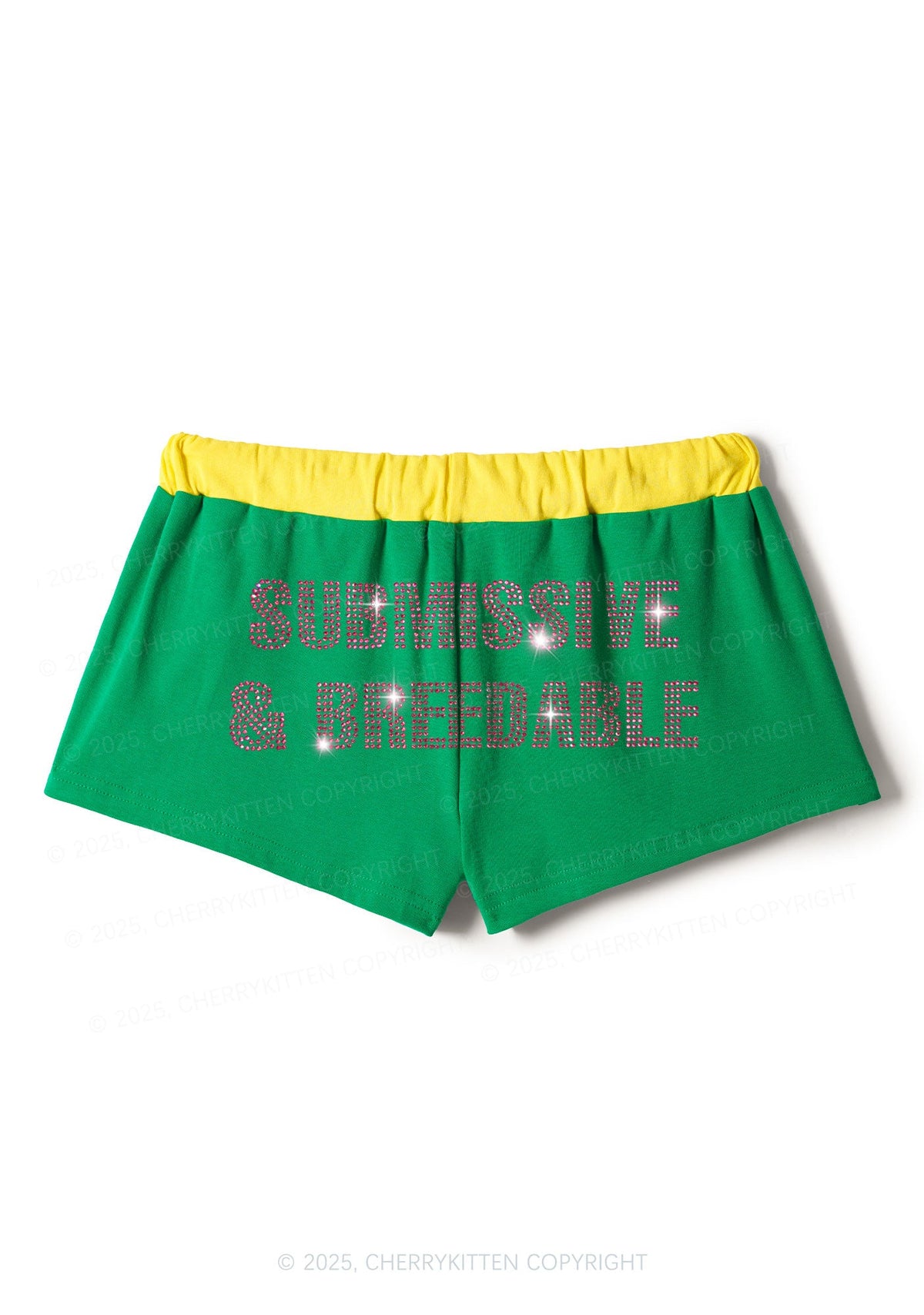 Rhinestone Submissive And Breedable Y2K Drawstring Mini Shorts Cherrykitten