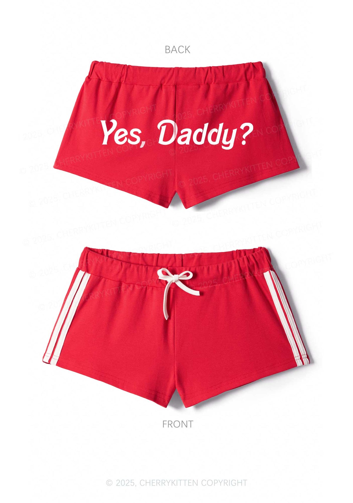 Yes Daddy Y2K Drawstring Mini Shorts Cherrykitten