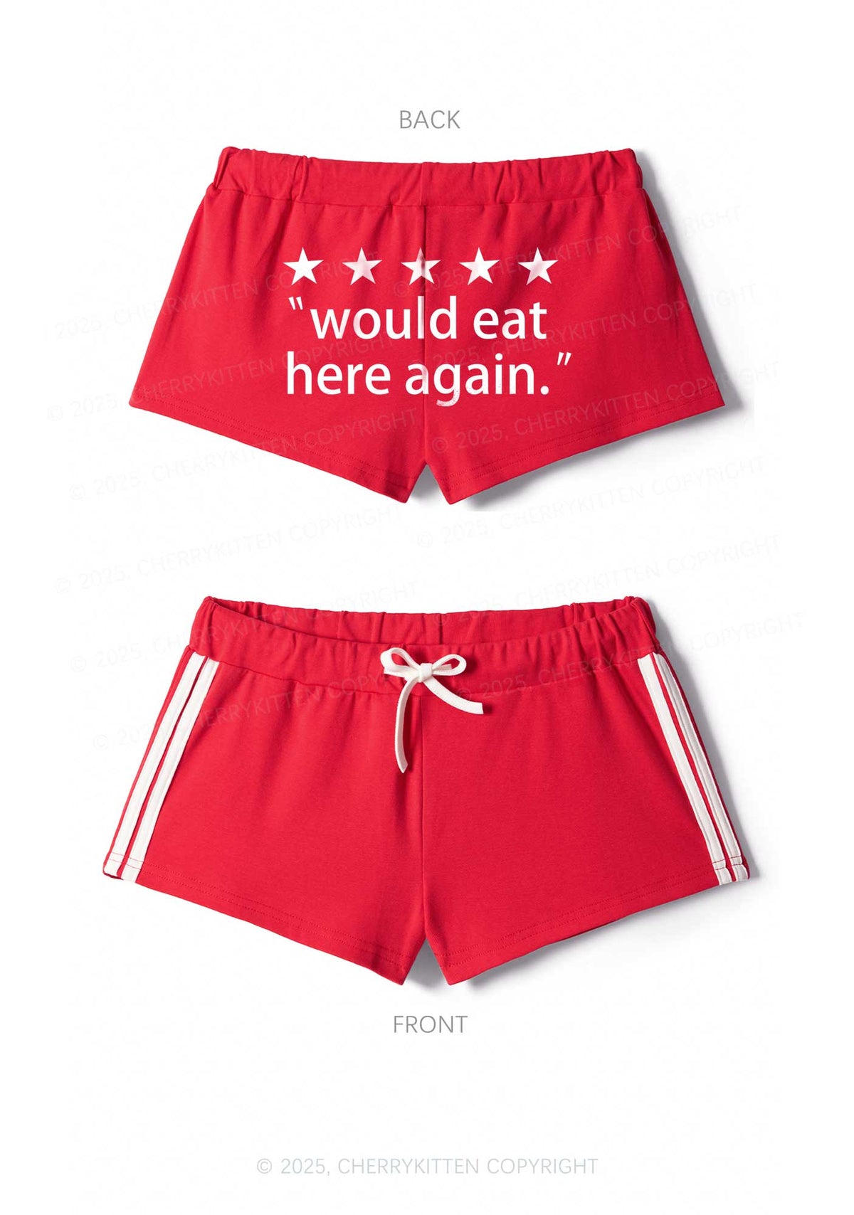 Eat Here Again Y2K Drawstring Mini Shorts Cherrykitten
