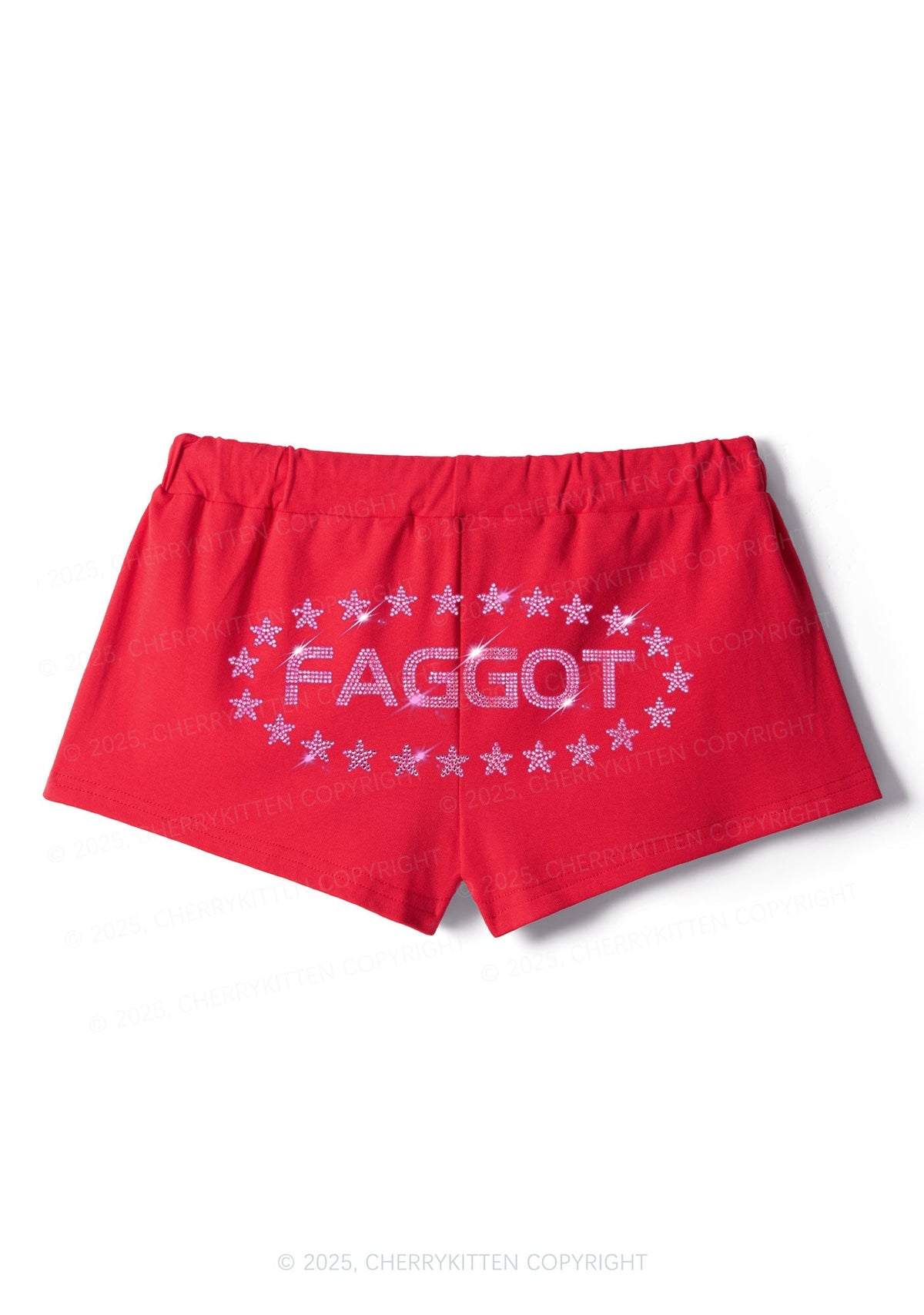 Rhinestone Pink Faggot Stars Pride Y2K Drawstring Mini Shorts Cherrykitten