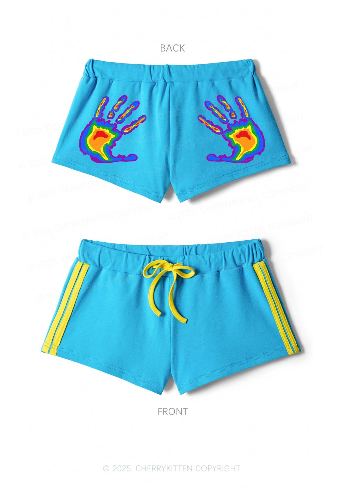 Thermal Hands Pride Y2K Drawstring Mini Shorts Cherrykitten