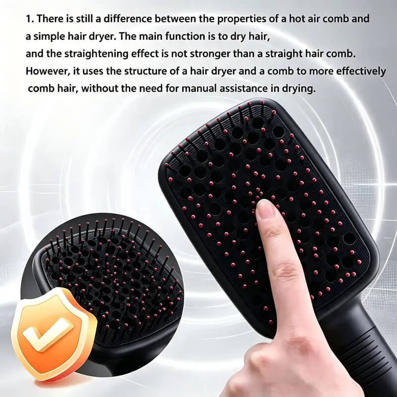 2-in-1 Hair Dryer Brush, Multifunctional Thermal Comb for Fast Drying, Blowout, Curling & Straightening