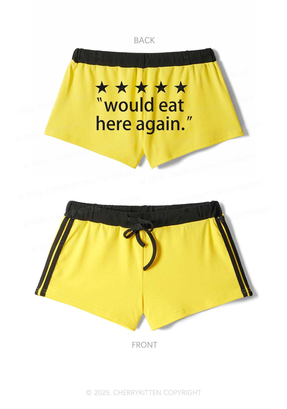 Eat Here Again Y2K Drawstring Mini Shorts Cherrykitten