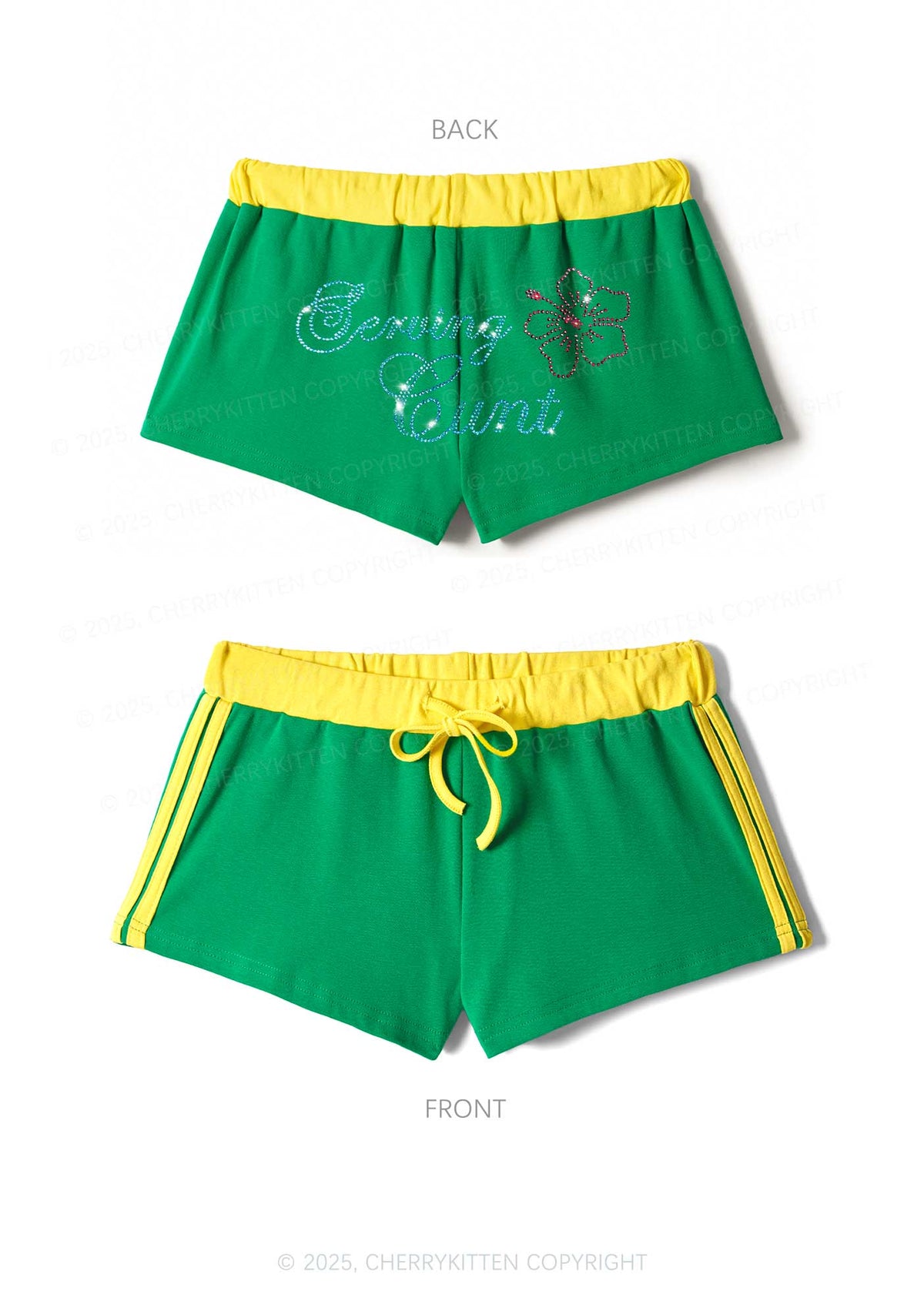 Rhinestone Serving Cxxt Y2K Drawstring Mini Shorts Cherrykitten
