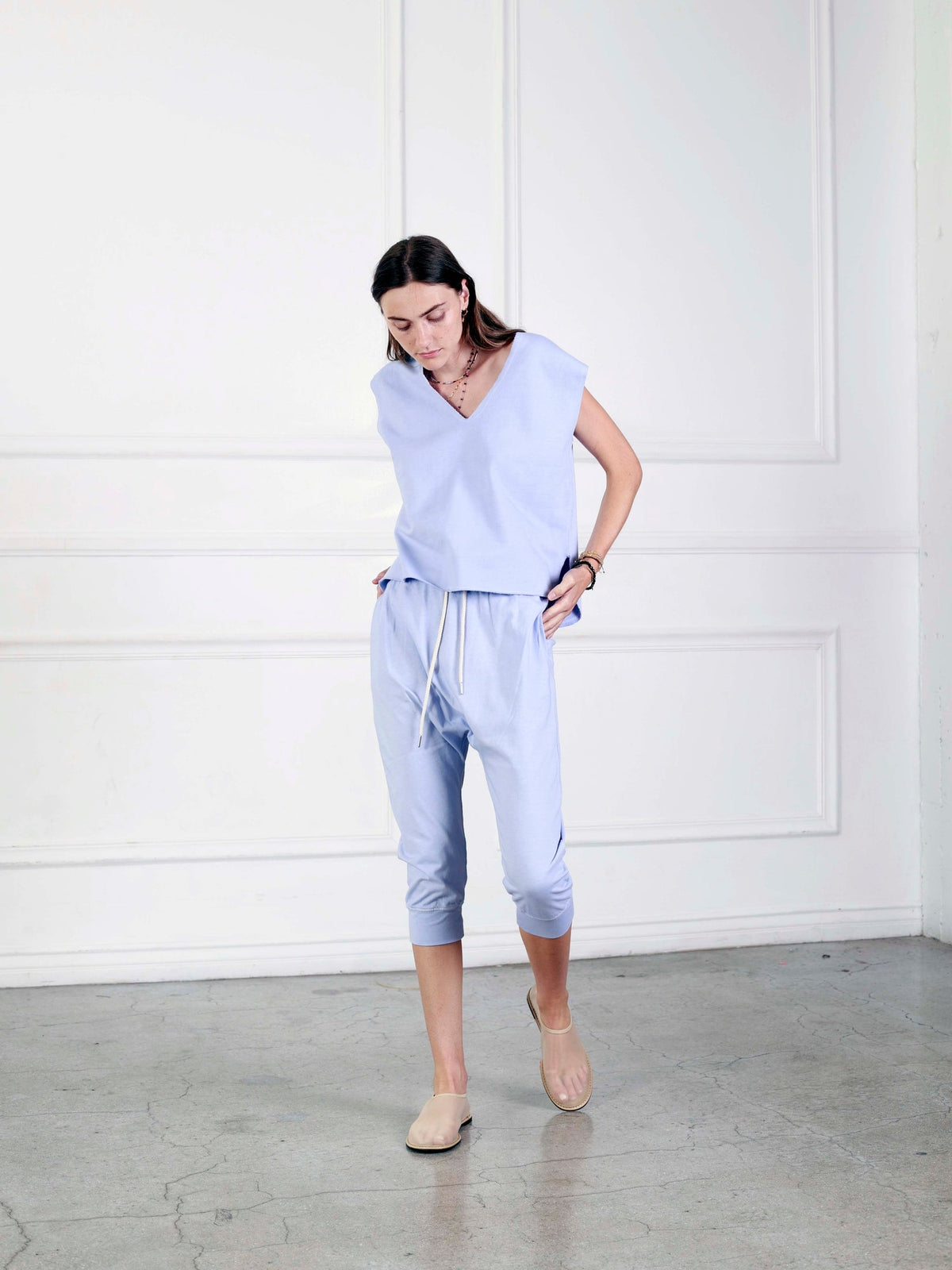 Axis V-Neck Poncho - Periwinkle
