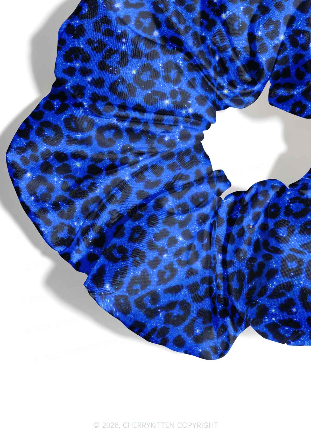 Royal Blue Leopard Y2K Hair Scrunchie Cherrykitten