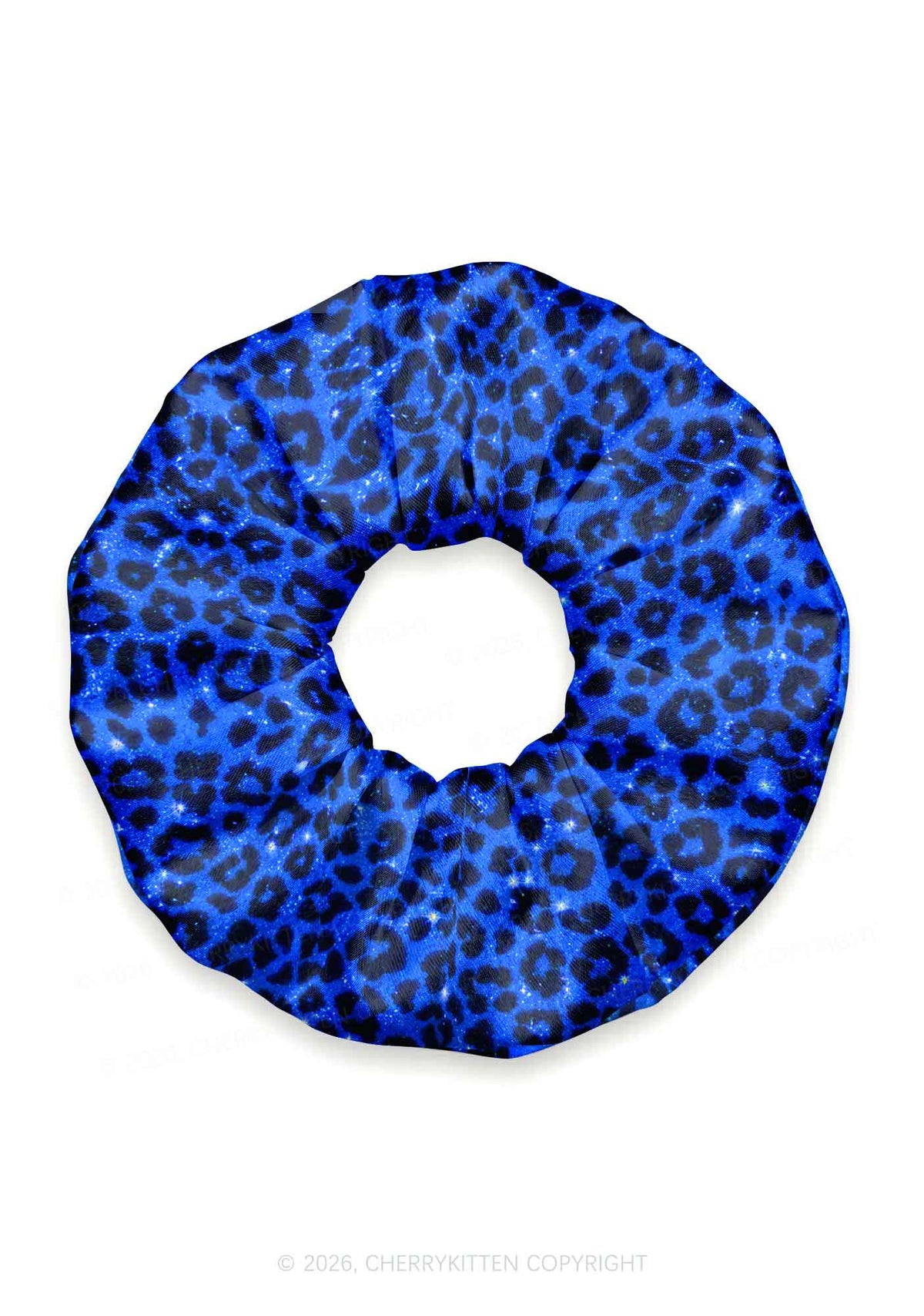 Royal Blue Leopard Y2K Hair Scrunchie Cherrykitten