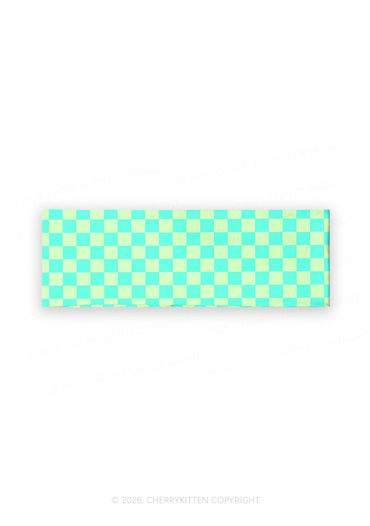 Mint Green Checkered Y2K Print Headband Cherrykitten
