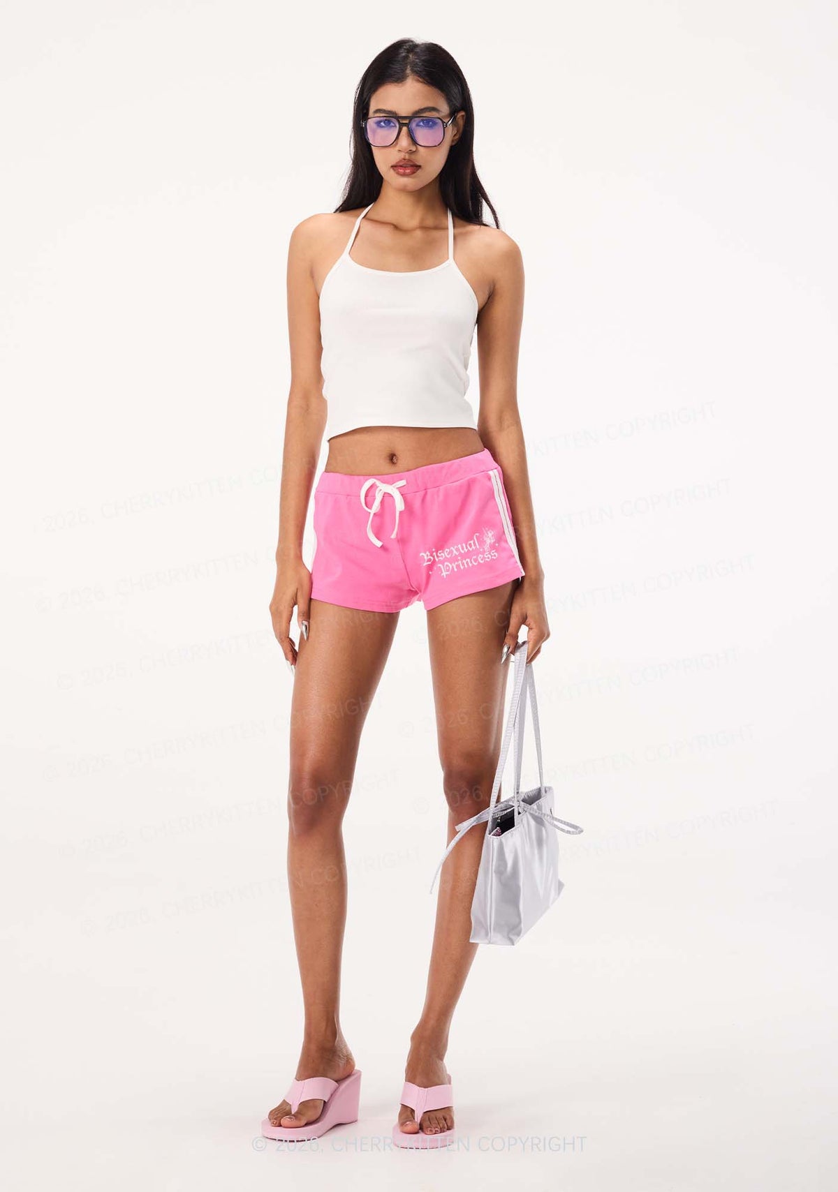 Bisexual Princess Pride Y2K Drawstring Mini Shorts Cherrykitten