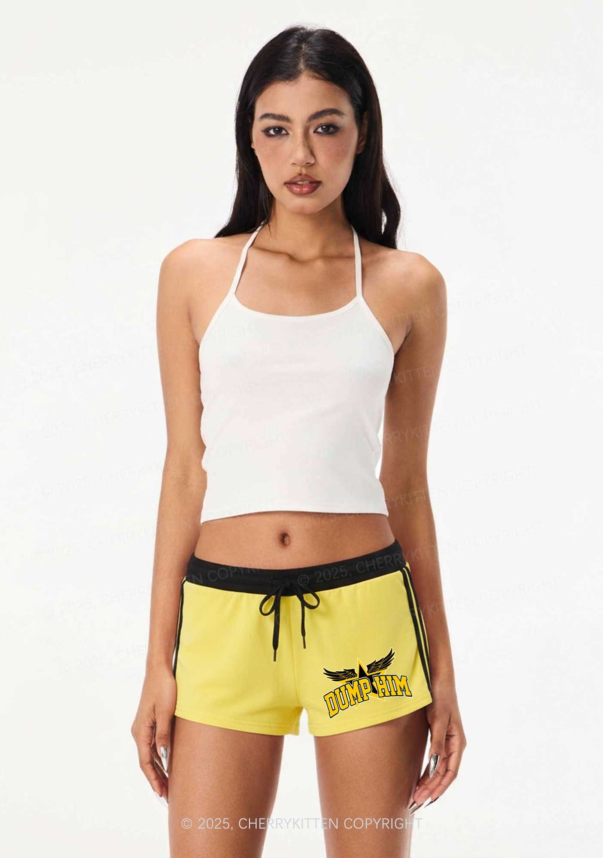 Dump Him Winged Star Y2K Drawstring Mini Shorts Cherrykitten