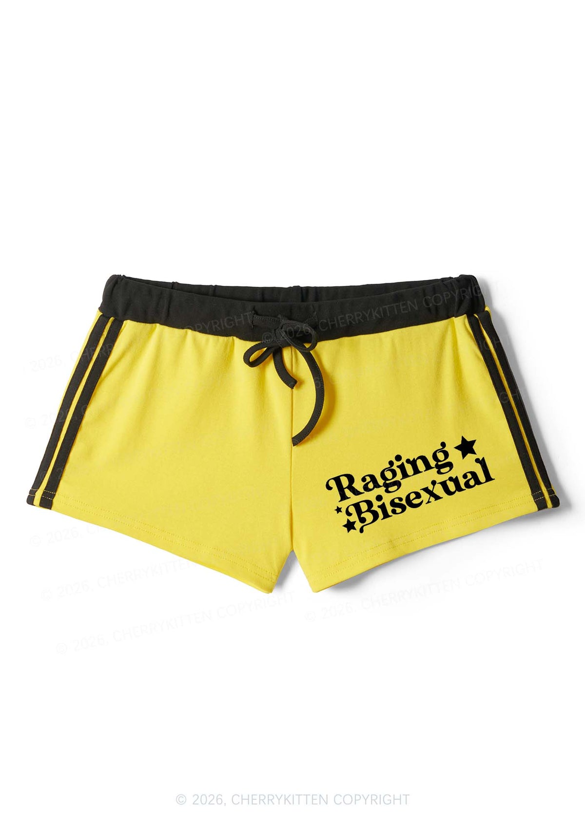 Raging Bisexual Pride Y2K Drawstring Mini Shorts Cherrykitten