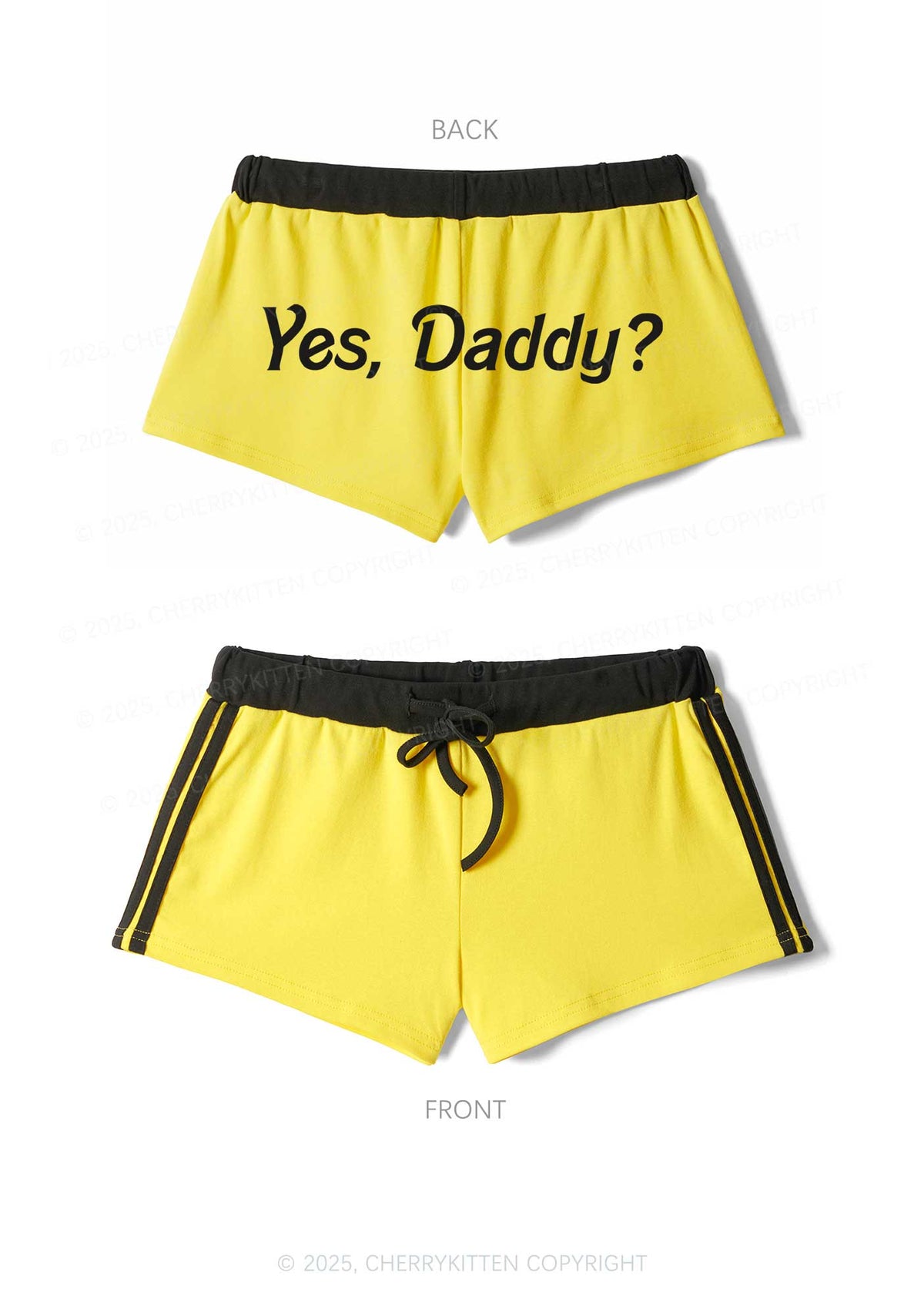 Yes Daddy Y2K Drawstring Mini Shorts Cherrykitten