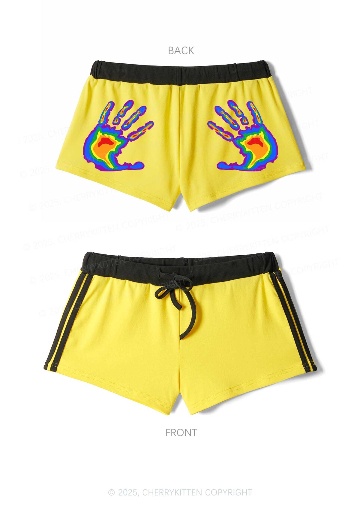 Thermal Hands Pride Y2K Drawstring Mini Shorts Cherrykitten