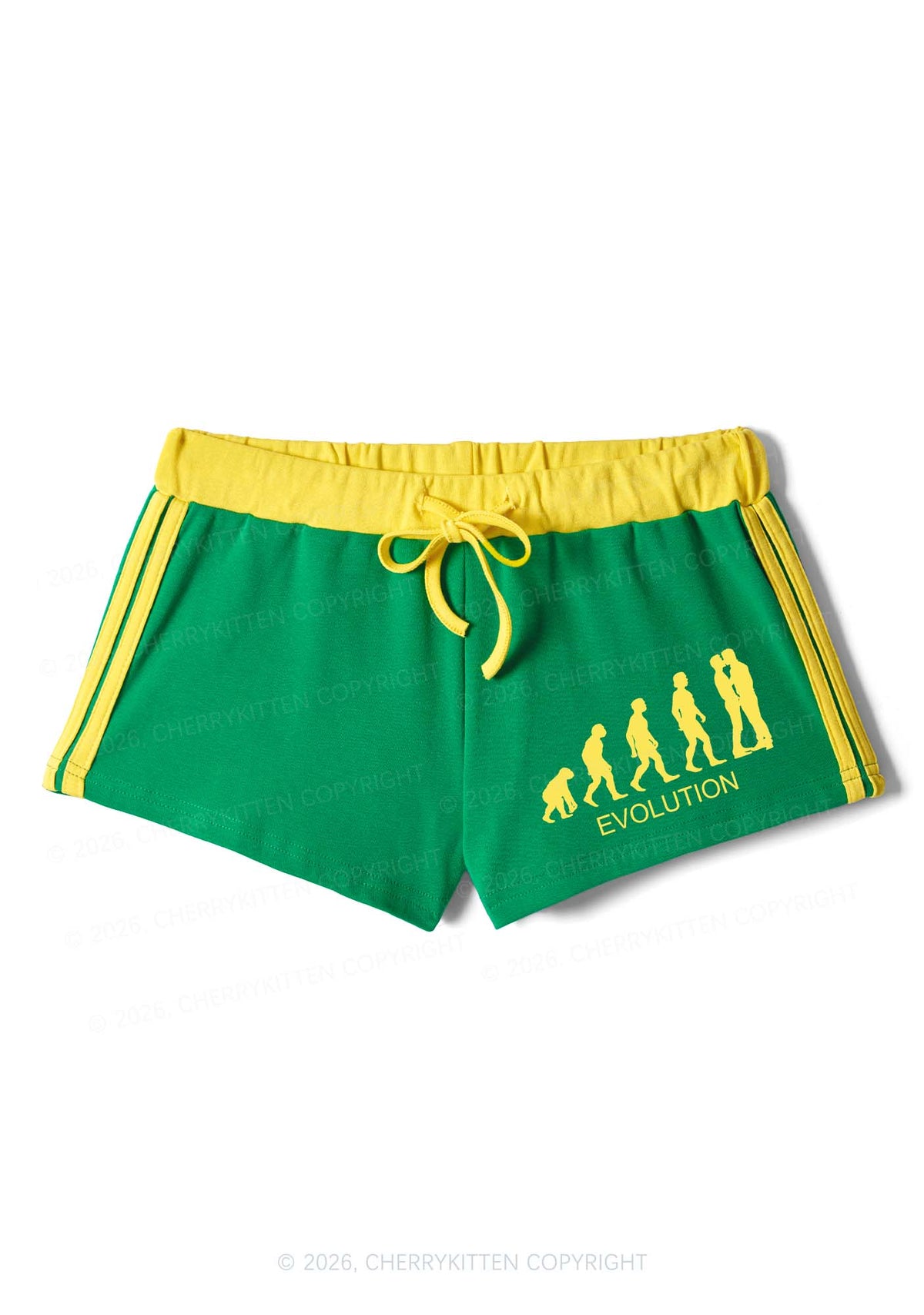 Gay Evolution Pride Y2K Drawstring Mini Shorts Cherrykitten