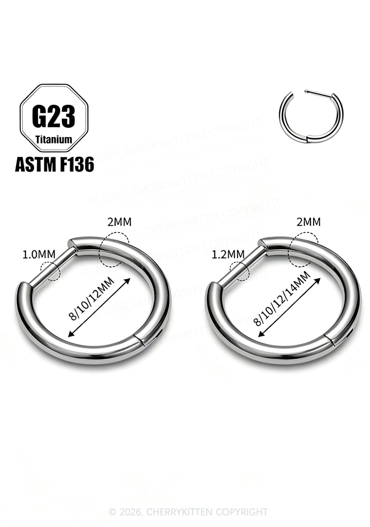 1pc Titanium Nose Ring Y2K Piercing Cherrykitten