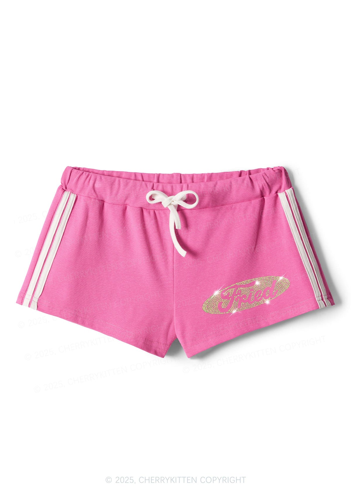 Rhinestone Fried Y2K Drawstring Mini Shorts Cherrykitten