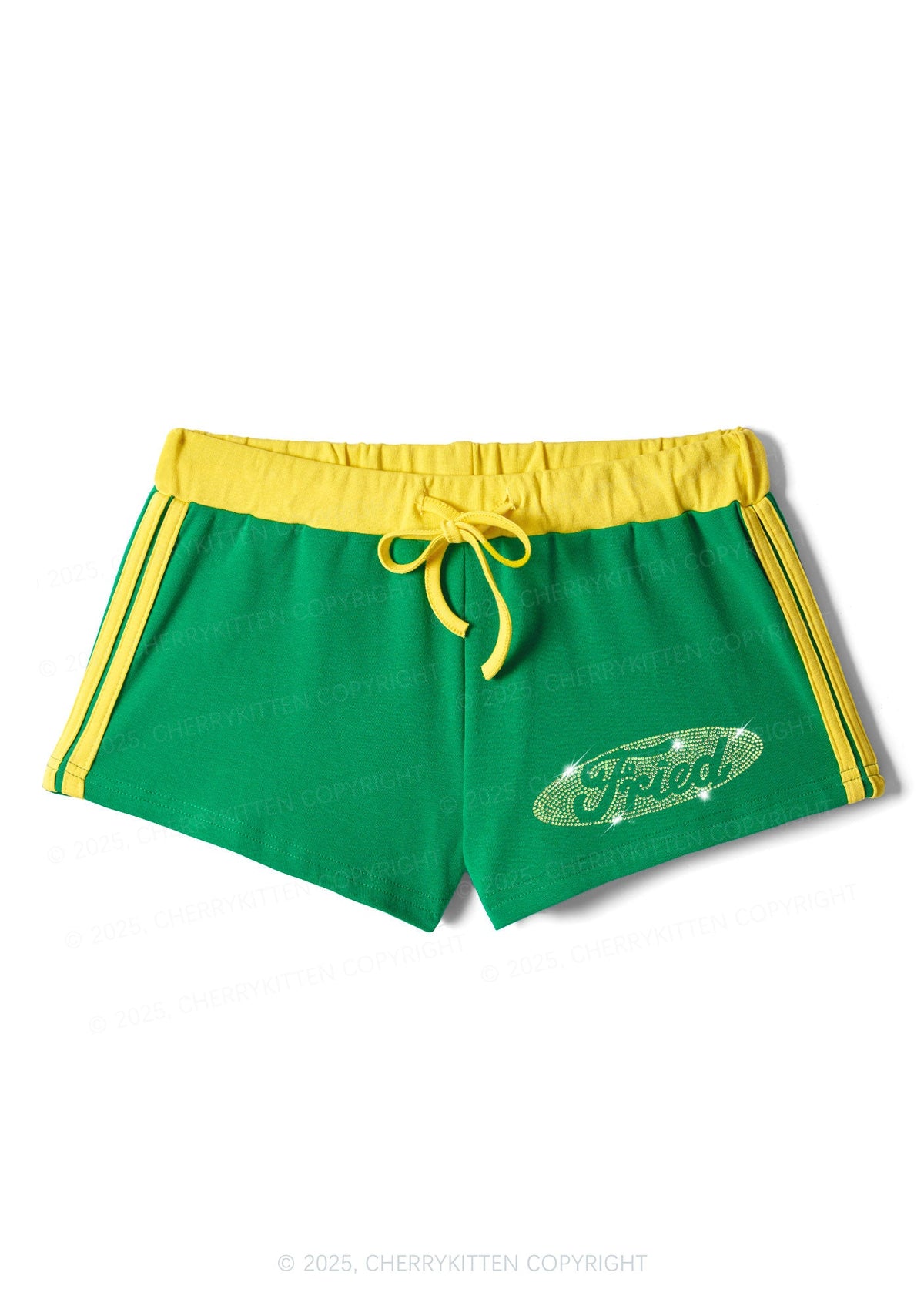 Rhinestone Fried Y2K Drawstring Mini Shorts Cherrykitten