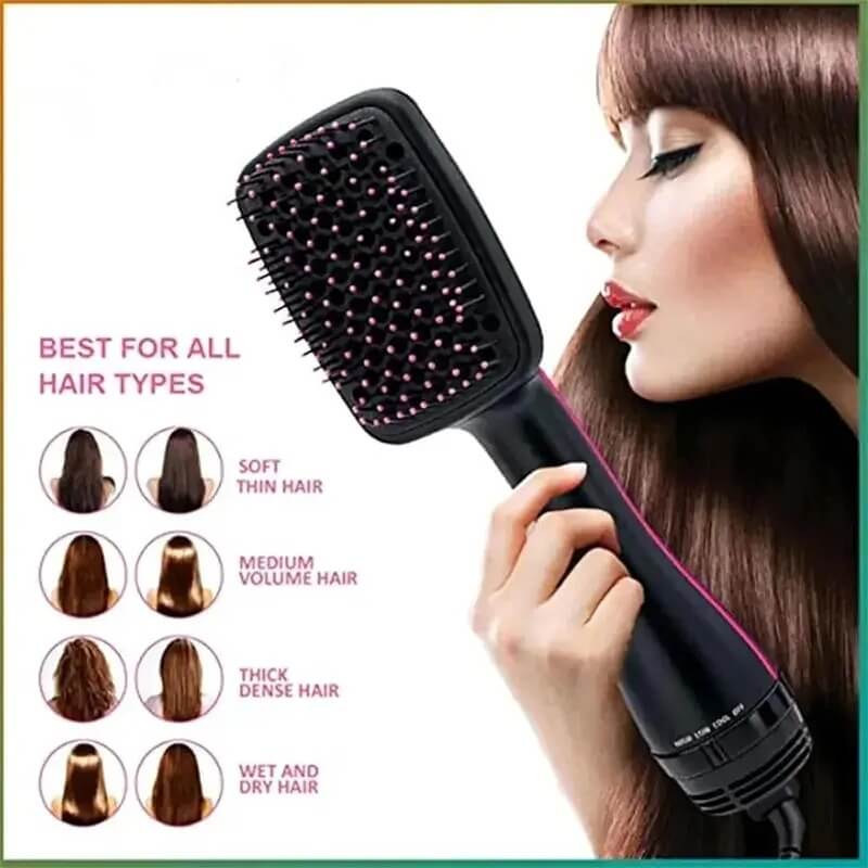 2-in-1 Hair Dryer Brush, Multifunctional Thermal Comb for Fast Drying, Blowout, Curling & Straightening