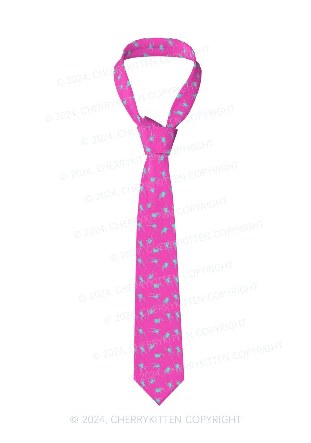 Hot Pink Spider Y2K Necktie Cherrykitten