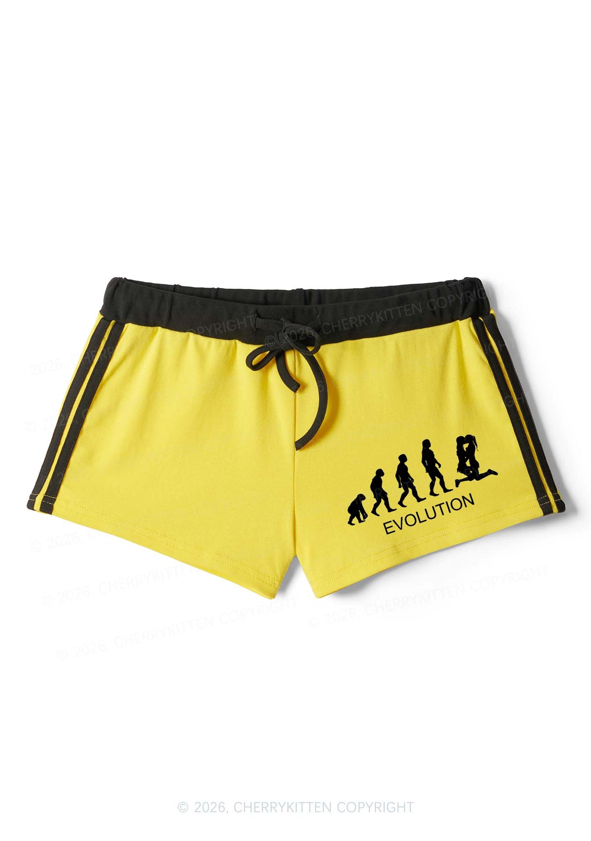 Lesbian Evolution Pride Y2K Drawstring Mini Shorts Cherrykitten