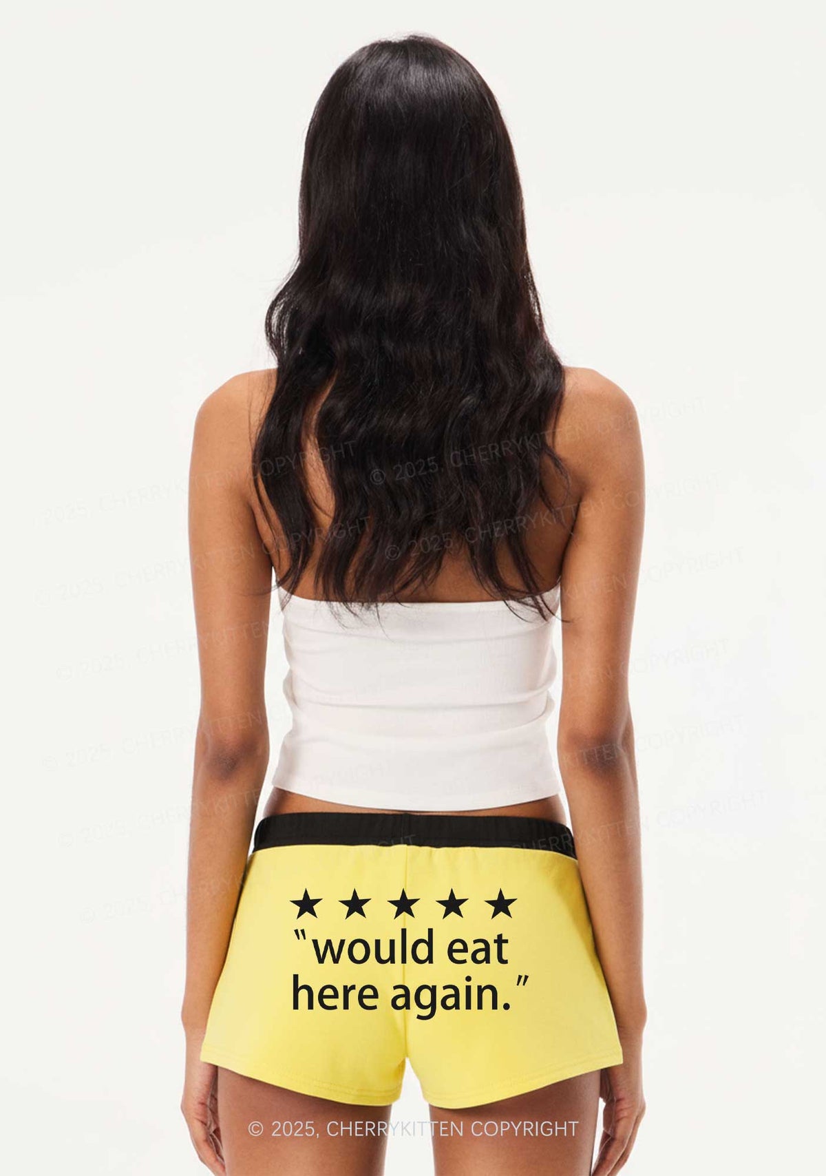 Eat Here Again Y2K Drawstring Mini Shorts Cherrykitten