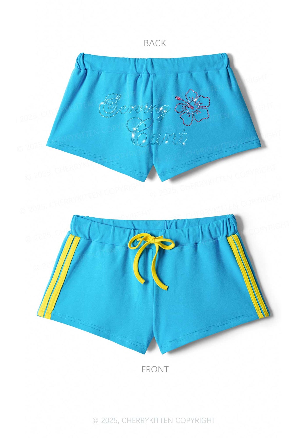 Rhinestone Serving Cxxt Y2K Drawstring Mini Shorts Cherrykitten