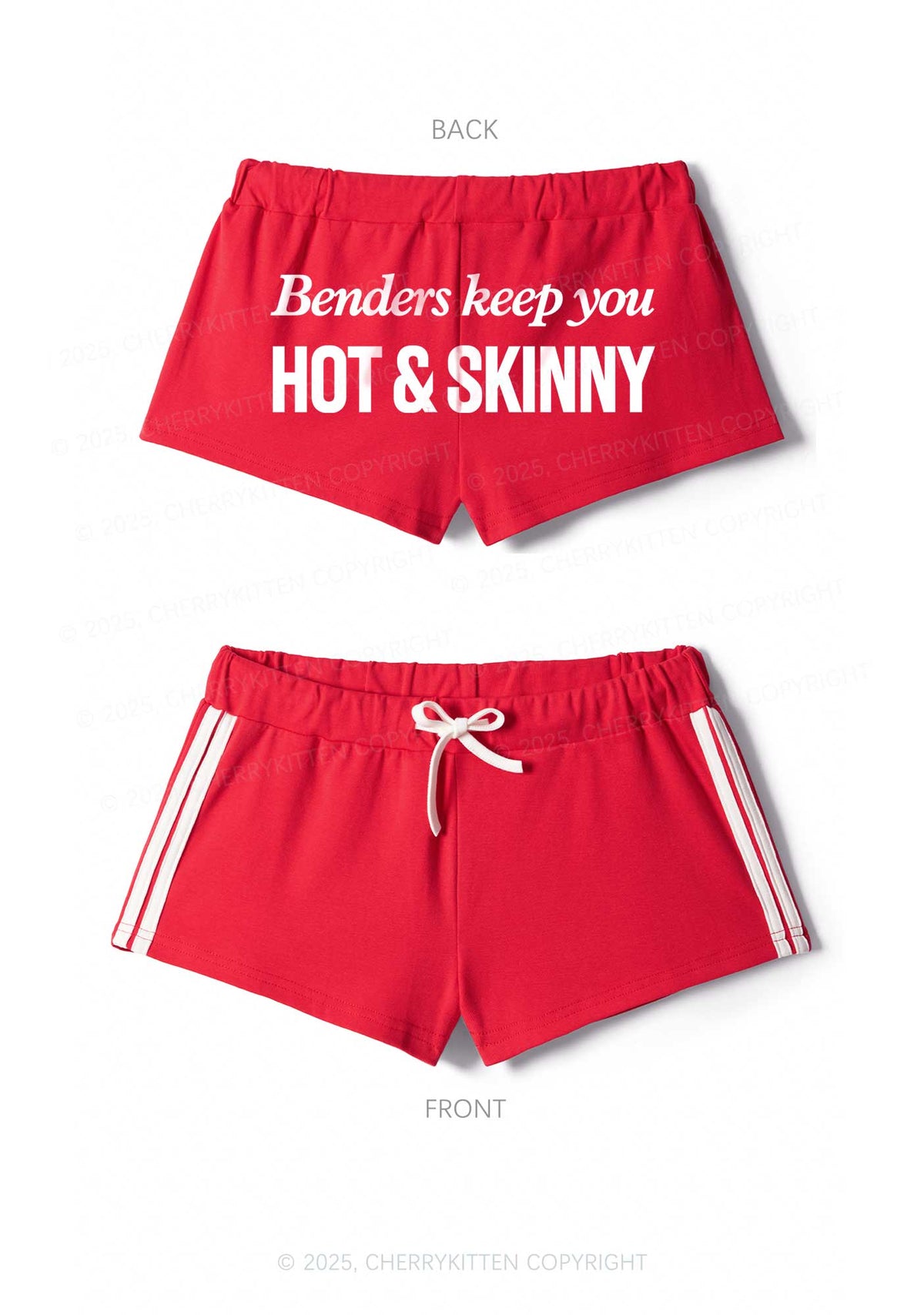 Benders Keep You Hot Skinny Y2K Drawstring Mini Shorts Cherrykitten