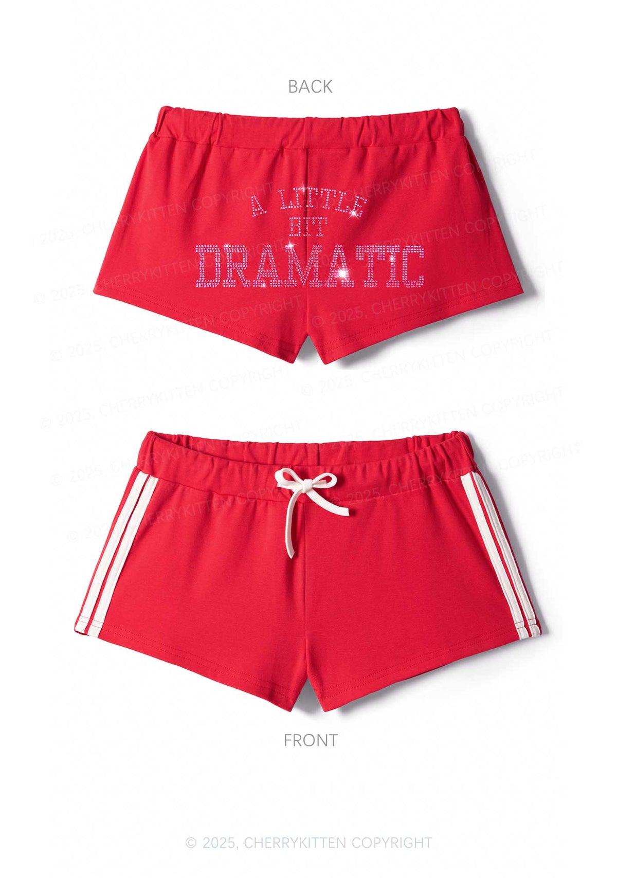 Rhinestone A Little Bit Dramatic Y2K Drawstring Mini Shorts Cherrykitten