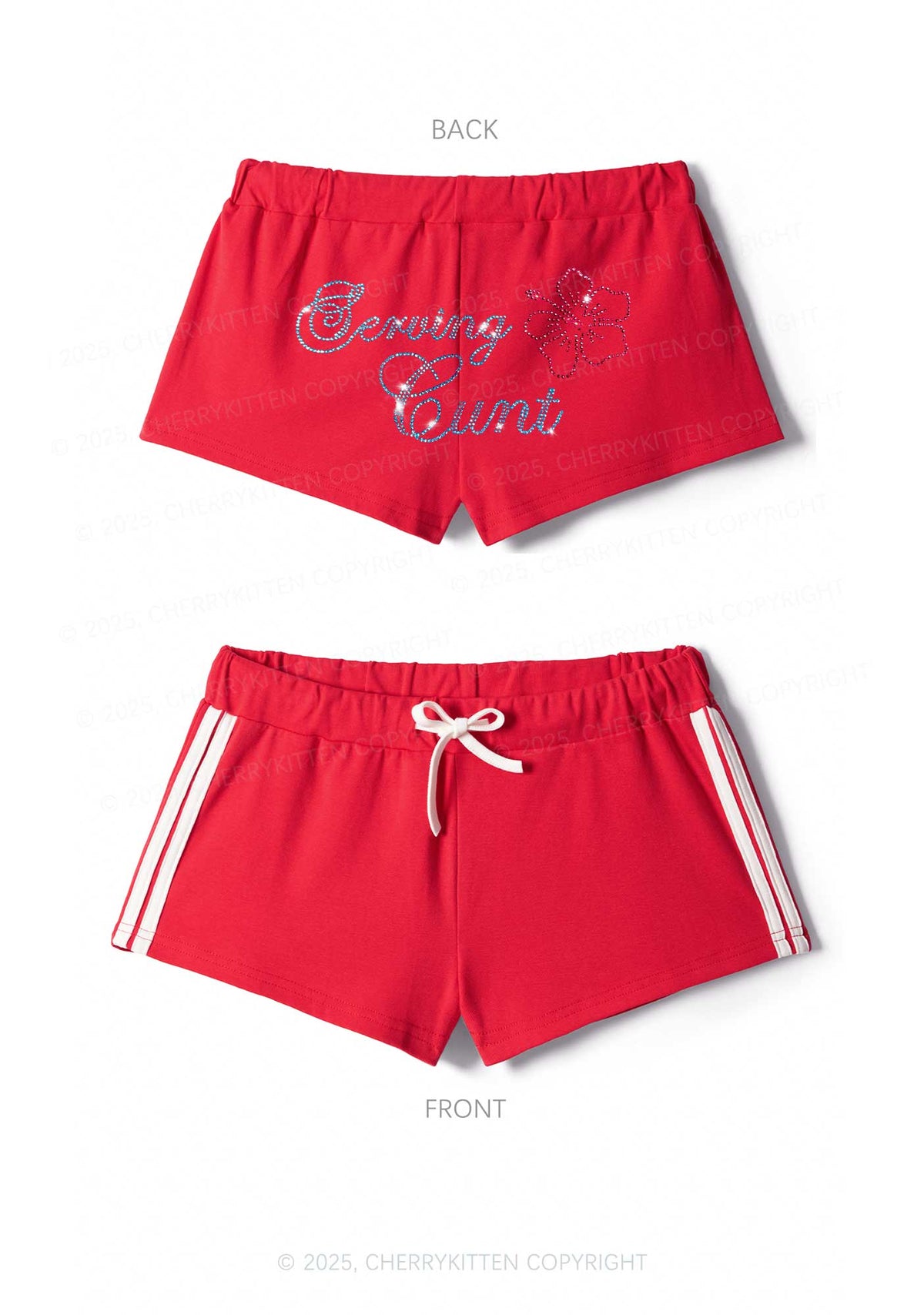 Rhinestone Serving Cxxt Y2K Drawstring Mini Shorts Cherrykitten